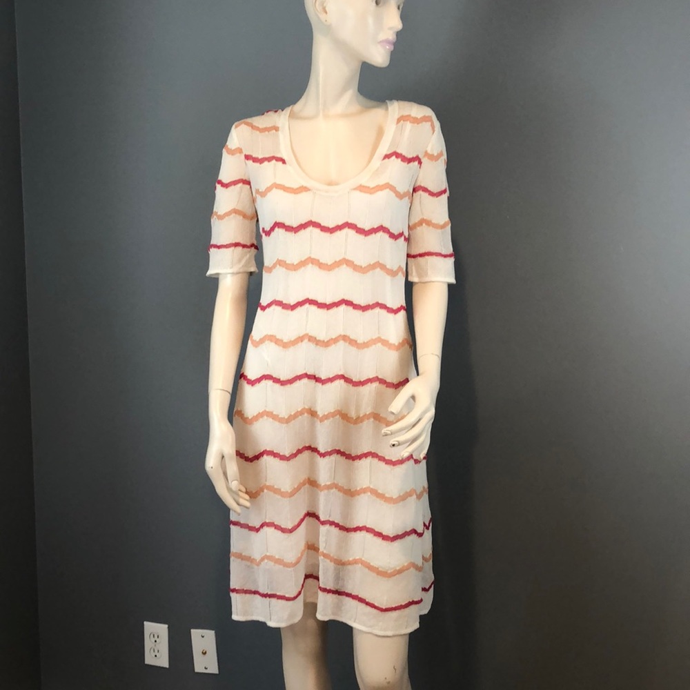 NWOT Missoni White Striped Short Sleeve Dress